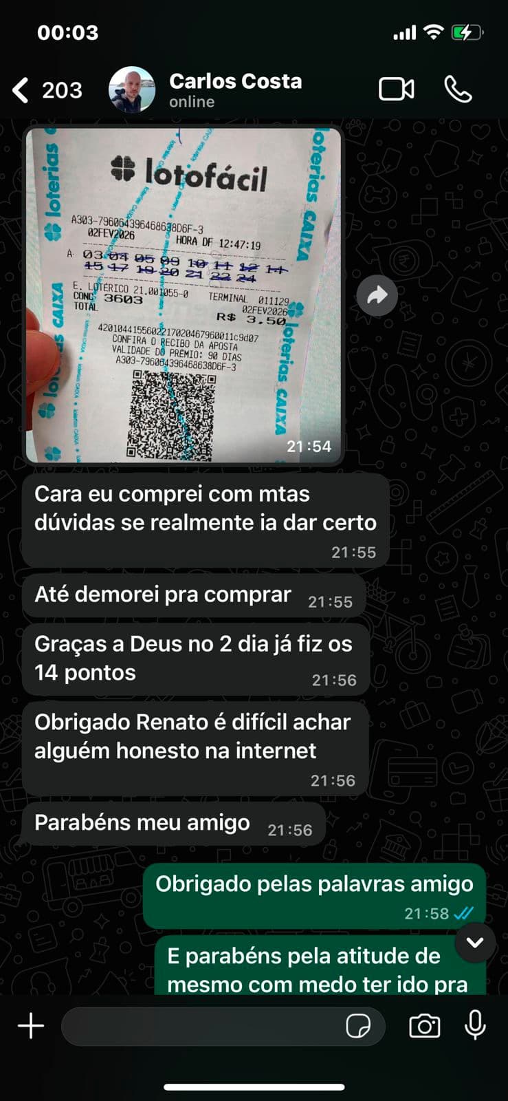 Mensagem de usuário 1